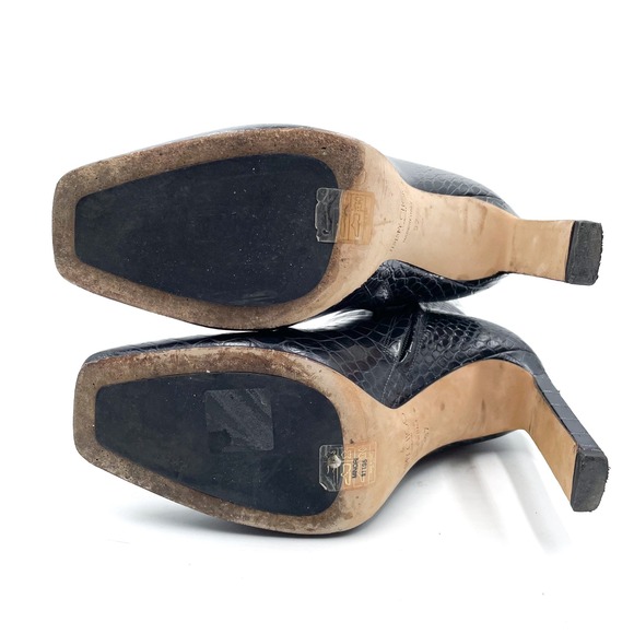 Jimmy Choo Minori Croc Booties Dusk Leather Square Toe Heels Ankle Sz 37 / 7 - Picture 10 of 11